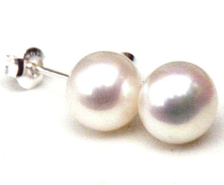 White AAA 7.5mm Button Pearl Earrings